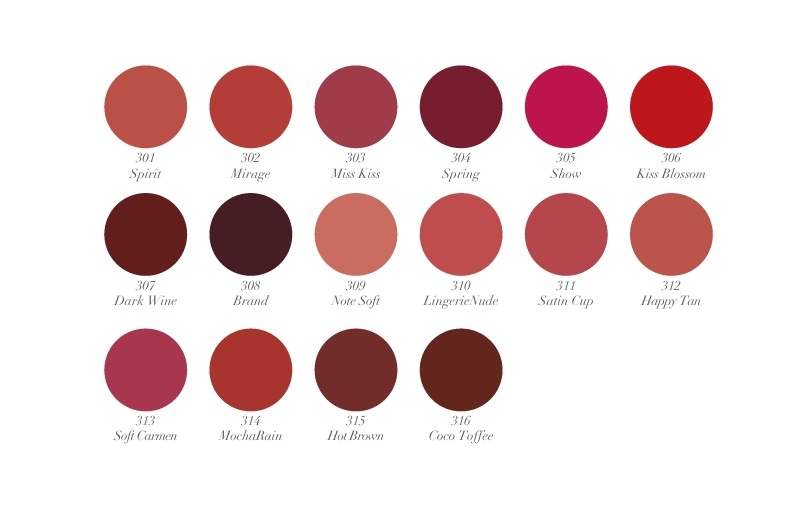 رنگبندی رژ لب جامد نوت مدل MATTEMOIST