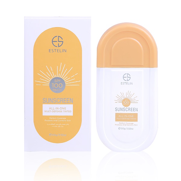 کرم ضد آفتاب رنگی (تینتی) استلین ESTELIN مدل ALL IN ONE وزن 100 گرم SPF100