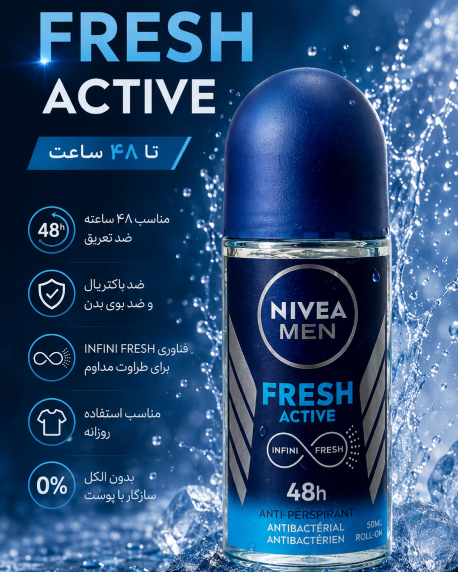مام رولی اورجینال نیوا Fresh Active حجم 50 میل