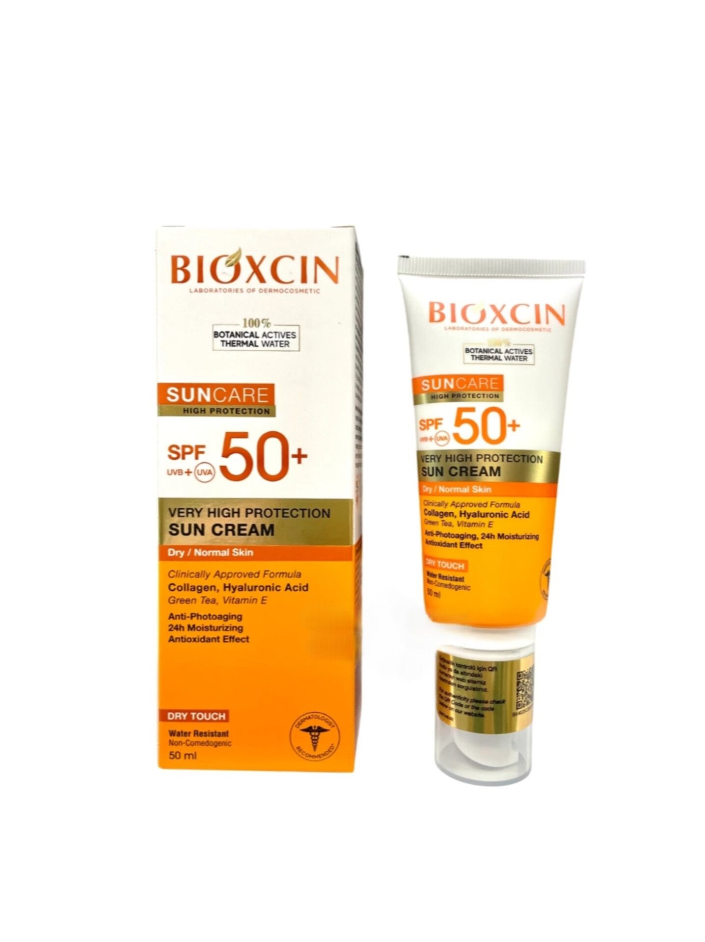 ضد آفتاب بی‌رنگ بیوکسین SPF 50+ به همراه بسته بندی